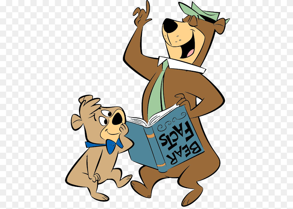 Yogi And Boo Boo Bear Reading, Cartoon, Book, Comics, Publication Free Png