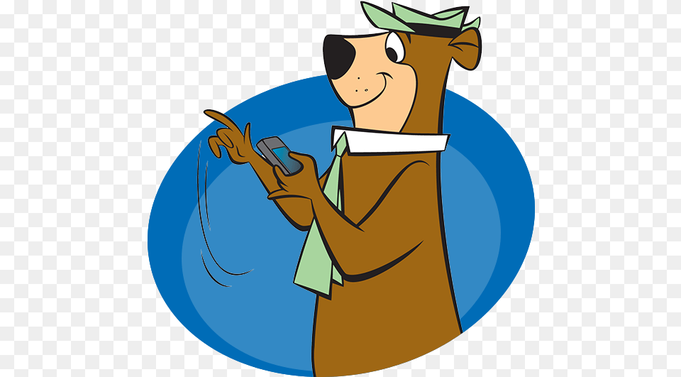 Yogi Bears Jellystone Park Yogi Bear On A Phone, Person, Cartoon, Face, Head Free Png Download