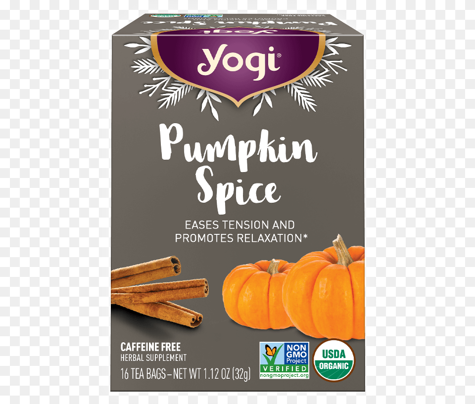 Yogi Pumpkin Spice Tea, Advertisement, Food, Plant, Poster Png Image