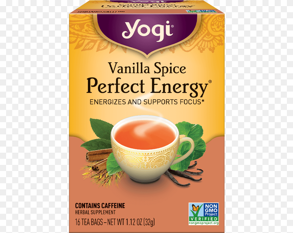 Yogi Vanilla Spice Perfect Energy Tea, Beverage, Cup, Herbal, Herbs Png