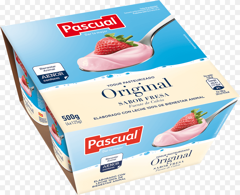 Yogur De Fresa De Bienestar Animal Yogur Pascual Platano, Yogurt, Food, Dessert, Cutlery Free Transparent Png