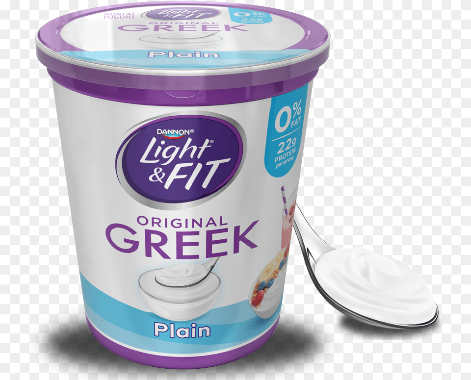 Yogurt Images Dannon Light And Fit Plain Greek Yogurt, Cutlery, Dessert, Food, Bottle Png Image