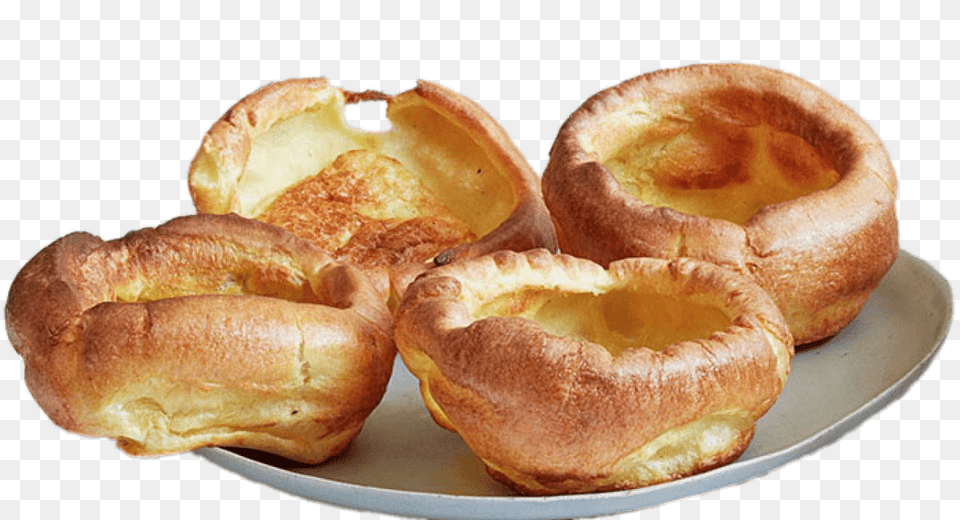 Yorkshire Puddings On A Plate, Bread, Dessert, Food, Pastry Free Png Download