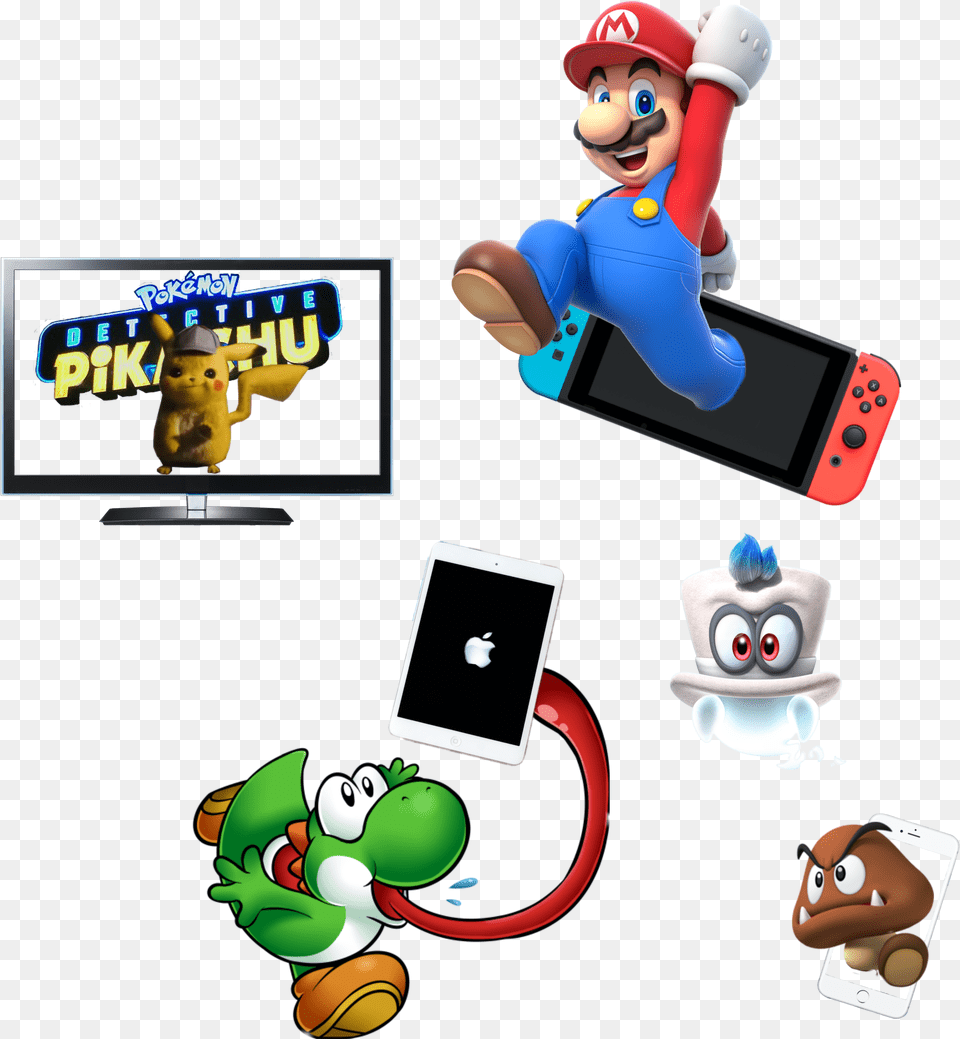 Yoshi Mario Cappy Goomba Pikachu Apple Ipad Iphone Nint Cartoon, Baby, Person, Game, Super Mario Free Png