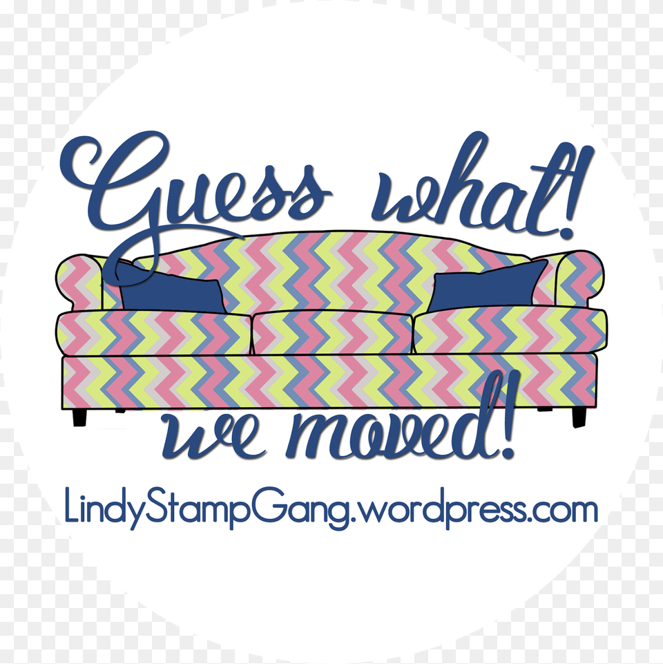 You Can Find Our New Blog At Lindystampgang Label, Couch, Furniture, Home Decor, Cushion Png