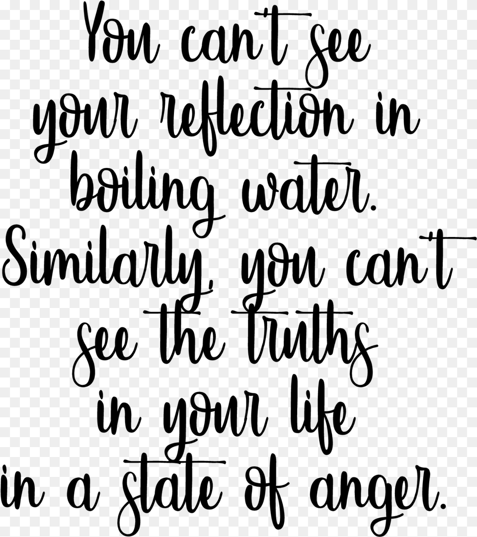 You Can T See Your Reflection In Boiling Water Calligraphy, Gray Free Png