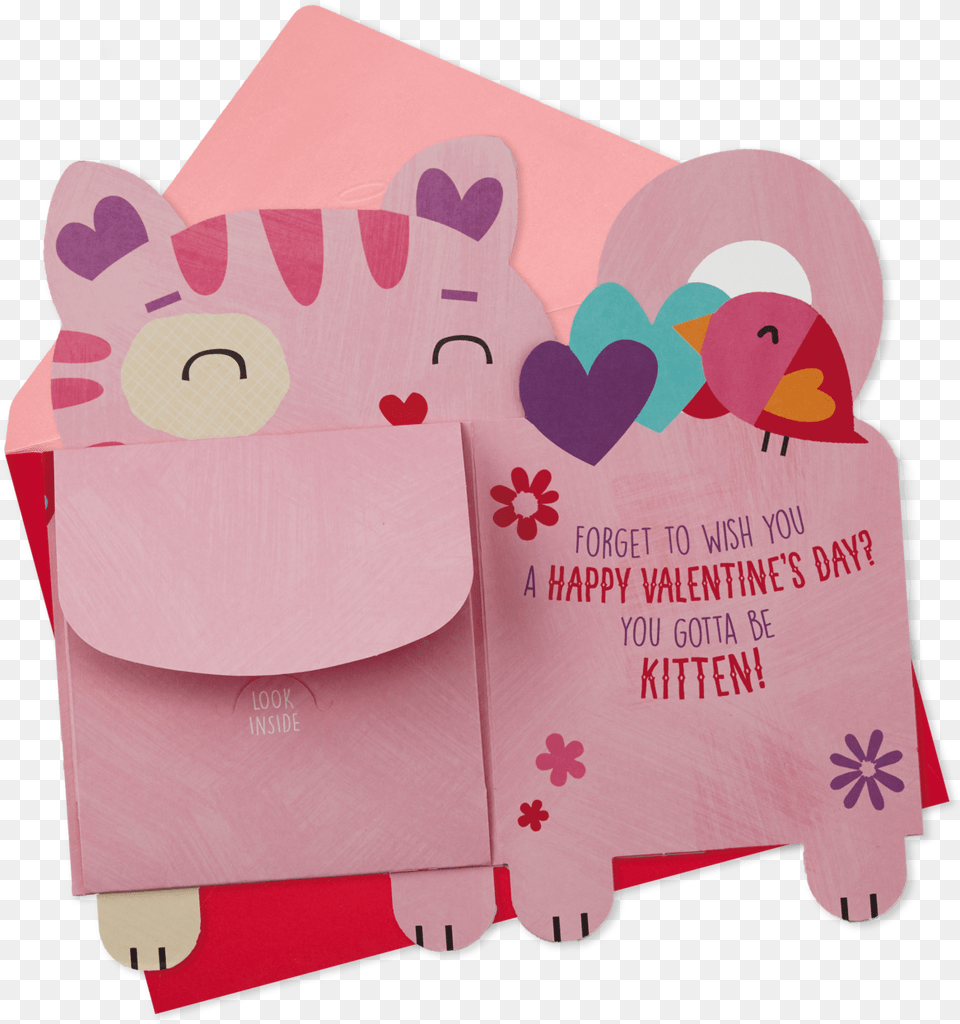 You Gotta Be Kitten Me Valentines Day Card Money Holder Cushion, Envelope, Greeting Card, Mail Png