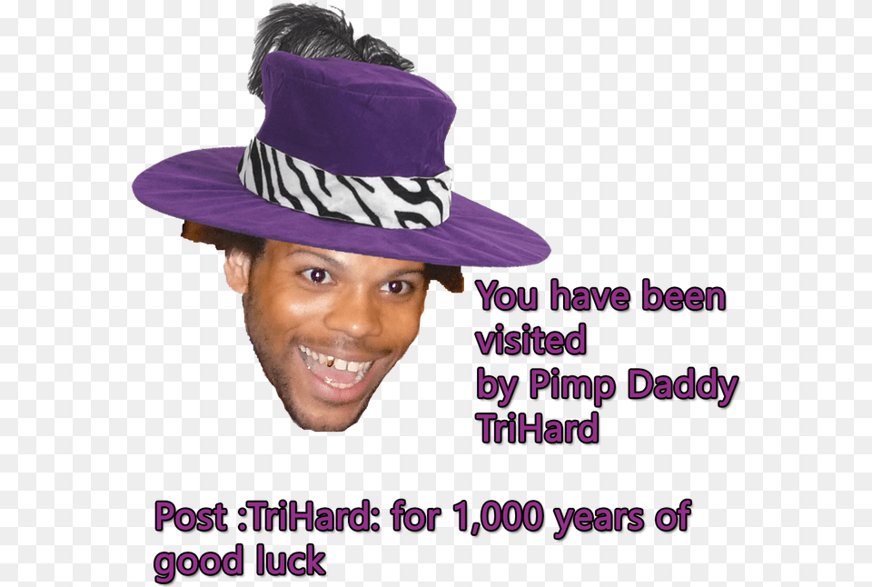 You Have Been Visited By Pimp Daddy Trihard Post Trihard Edit, Sun Hat, Clothing, Hat, Purple Png Image