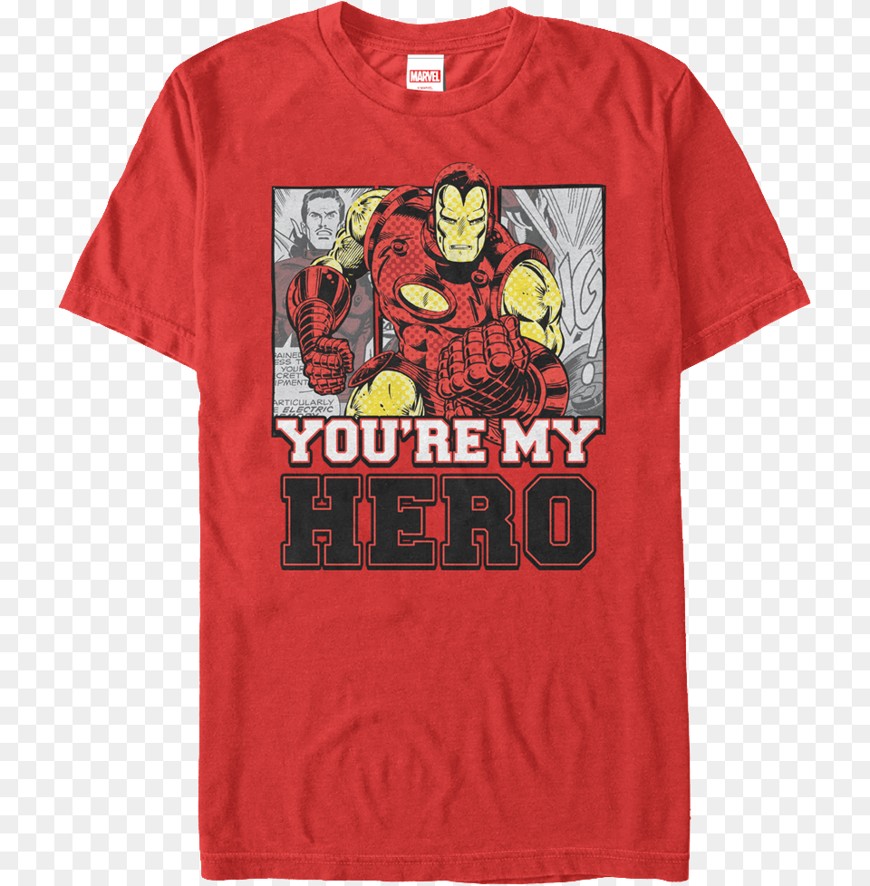 You Re My Hero Iron Man T Shirt, Clothing, T-shirt, Adult, Male Png