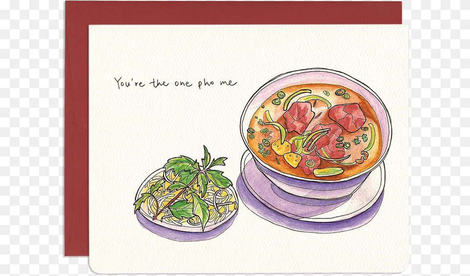 You Re The One Pho Me Vietnamese Pun Valentine Card, Dish, Food, Meal, Bowl Free Png Download