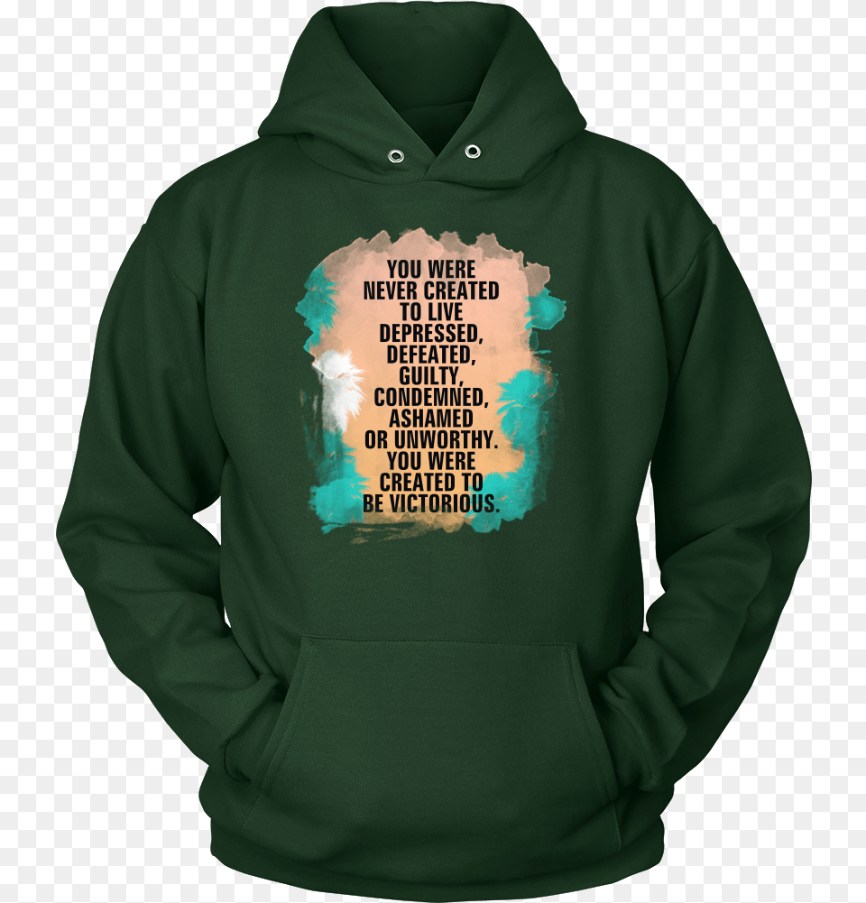 You Were Created To Be Victorious Inspirational Quote Hoodie Hoodie, Clothing, Hood, Knitwear, Sweater Png