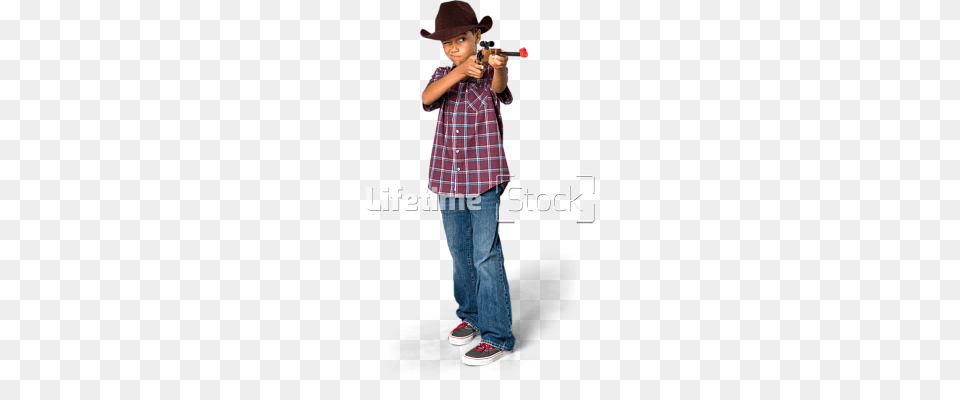 Young African American Boy With A Toy Rifle And Cowboy Hat, Weapon, Photography, Handgun, Gun Free Png