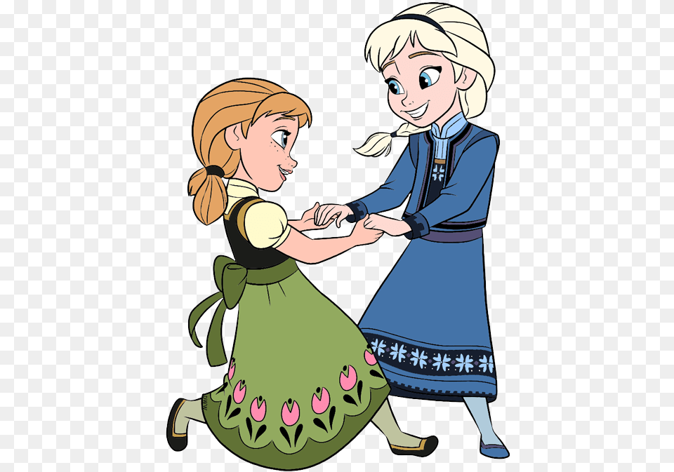 Young Anna Elsa Dancing Anna And Elsa Clipart, Book, Comics, Publication, Baby Png