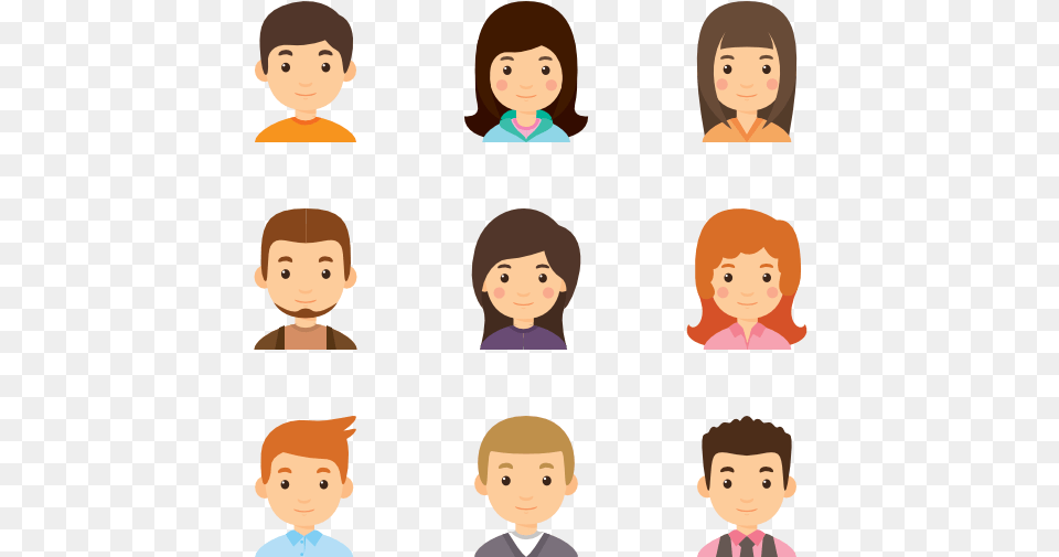 Young Avatar Collection Flat People Icon, Head, Portrait, Photography, Face Png