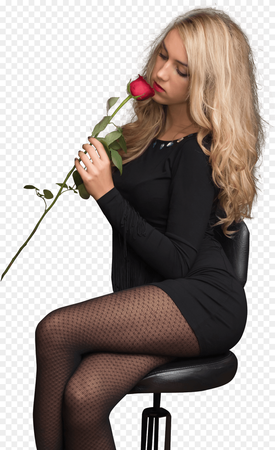 Young Beautiful Woman Sitting With Rose Beautiful Girl Sitting, Adult, Plant, Person, Flower Png Image