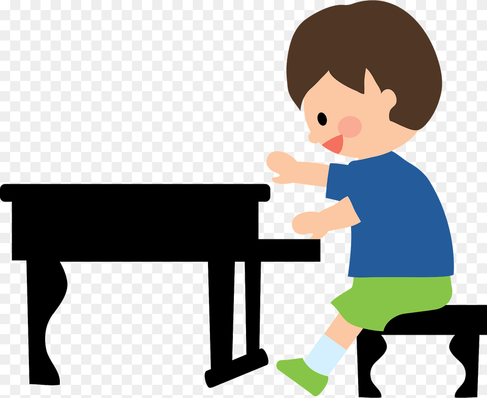 Young Boy Is Playing The Piano Clipart, Baby, Furniture, Person, Table Png Image