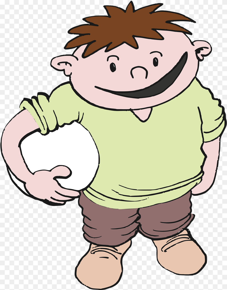 Young Boy With A Sports Ball Clipart, Baby, Person, Cartoon, Face Free Png Download