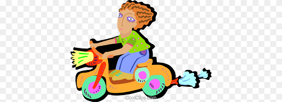 Young Child Riding Scooter Royalty Vector Clip Art, Grass, Plant, Baby, Face Free Transparent Png