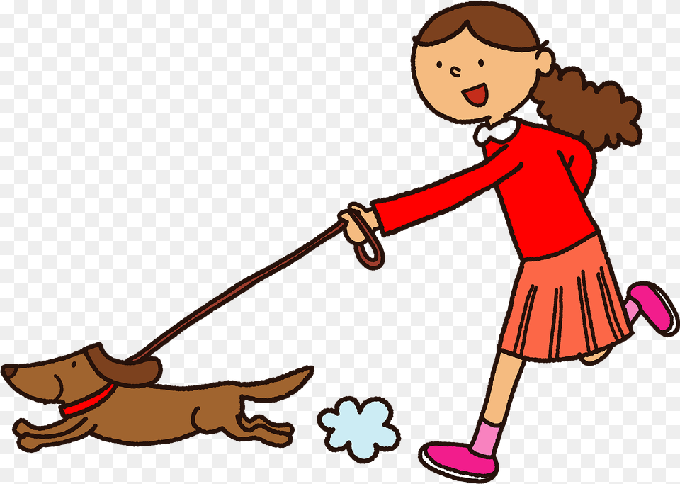 Young Girl Is Walking Her Dog Clipart, Baby, Person, Face, Head Free Png