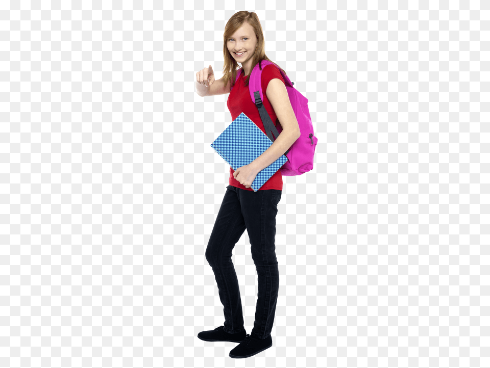 Young Girl Student, Female, Teen, Bag, Person Free Png Download