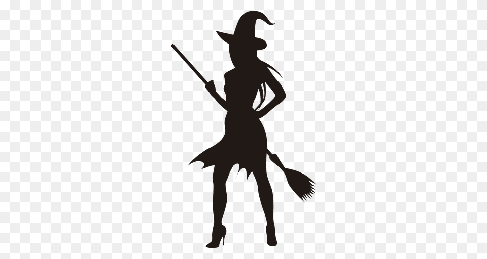 Young Halloween Witch Silhouette, Person, People Free Png Download