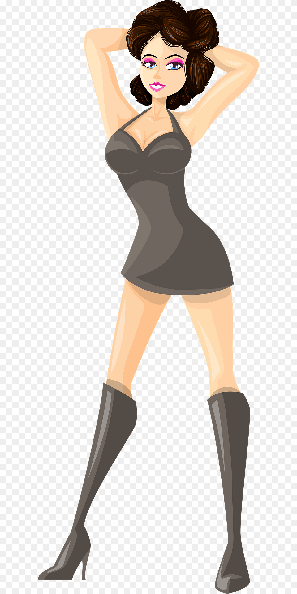 Young Lady Brown Hair Light Skin Plain Gray Dress Clipart, Adult, Person, Woman, Female Free Png Download