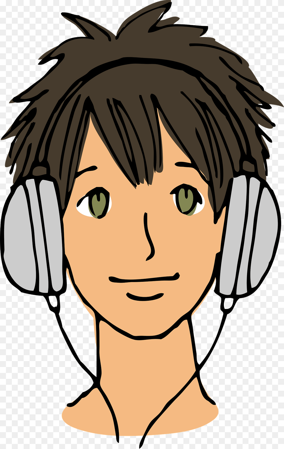Young Man Is Wearing Large Headphones Clipart, Person, Face, Head, Electronics Free Png