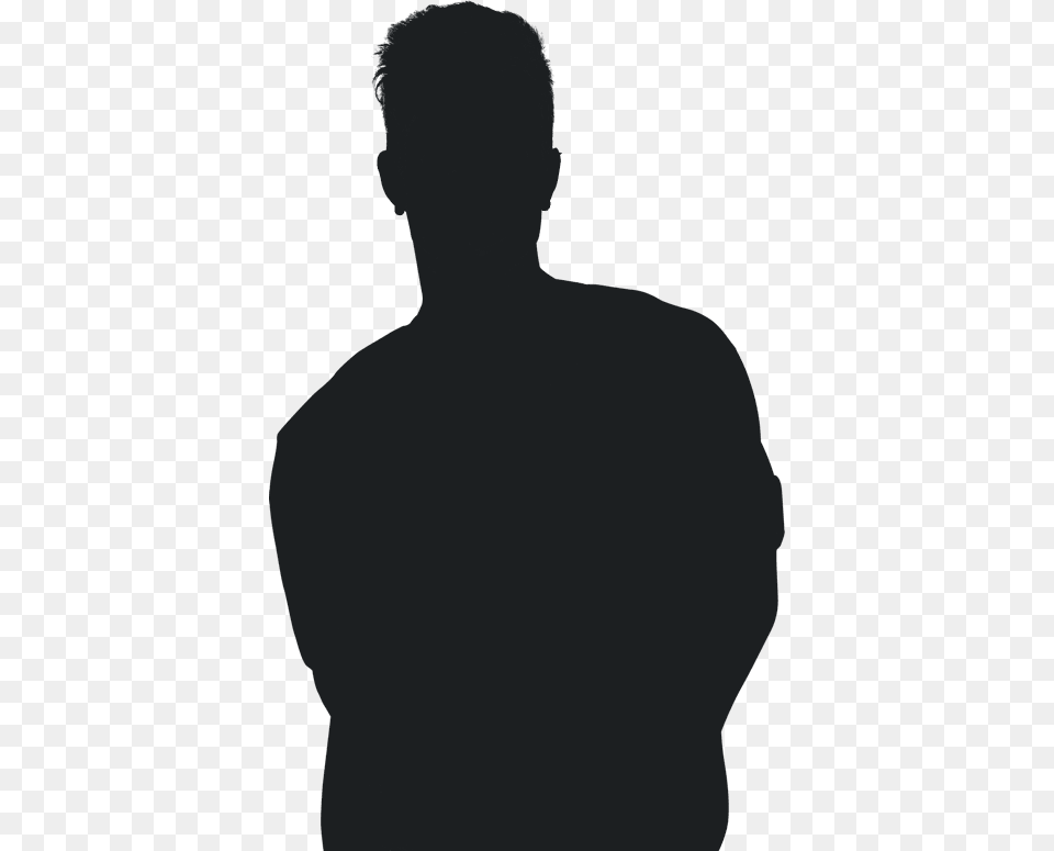 Young Man Silhouette, Gray Png
