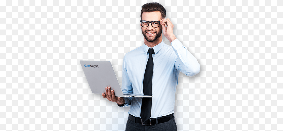 Young Man Standing Man With Laptop, Accessories, Shirt, Tie, Formal Wear Png Image