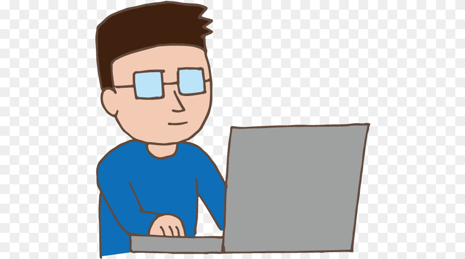 Young Man Using Laptop Laptop With Person Animated, Reading, Pc, Electronics, Computer Png Image