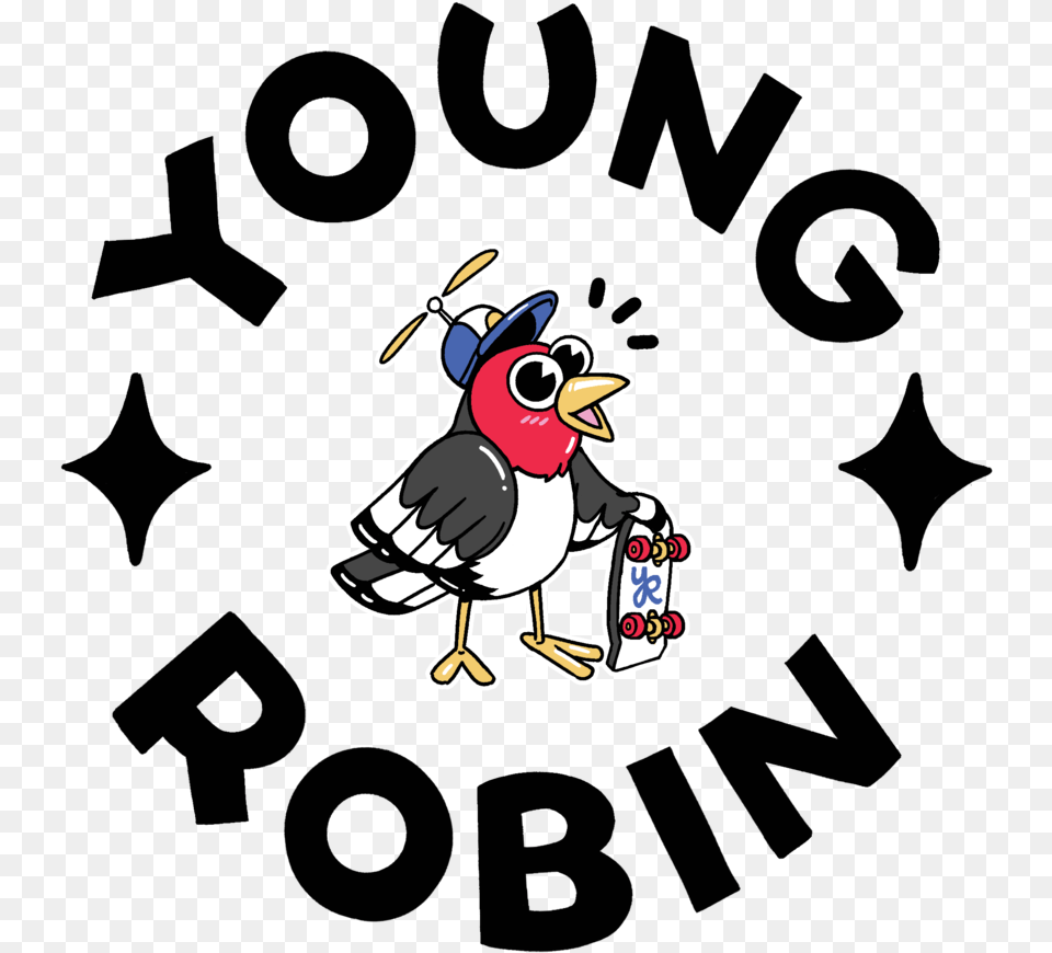 Young Robin Final Black Text Cartoon, Animal, Bird Png Image