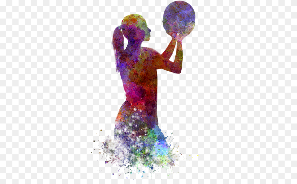Young Woman Basketball Player 03 In Watercolor, Purple, Graphics, Art, Wedding Png Image