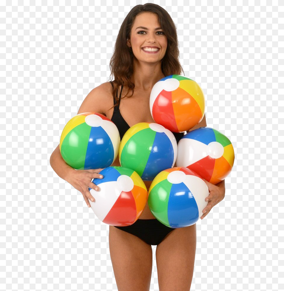 Young Woman Holding Beach Ball Image Girls On The Beach, Adult, Person, Female, Sport Free Png Download