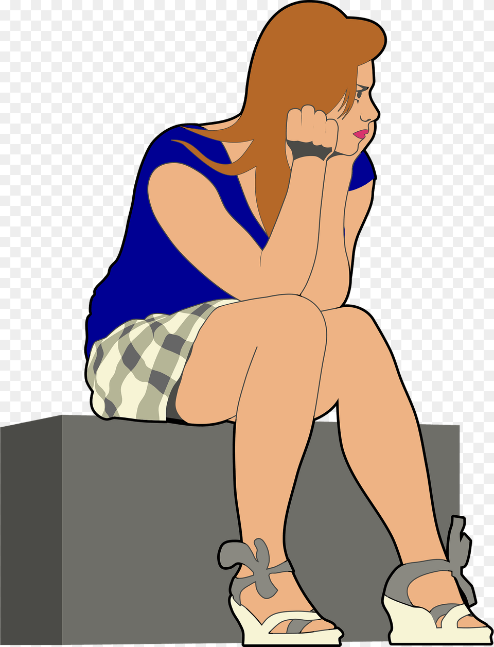 Young Woman Sitting On Stone In Bright Colors Clipart, Person, Face, Head, Clothing Png