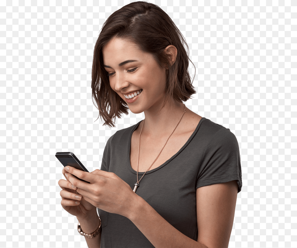 Young Woman Using The Latest Smartphone Woman Using Phone, Adult, Electronics, Female, Person Free Transparent Png