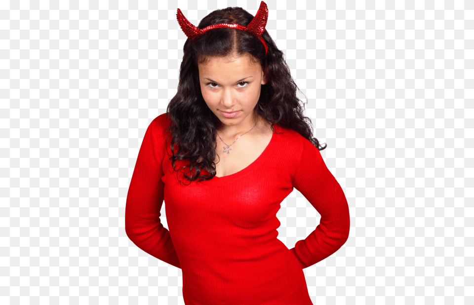 Young Woman Wearing Devil Costume Image Girl, Accessories, Sleeve, Clothing, Long Sleeve Free Transparent Png