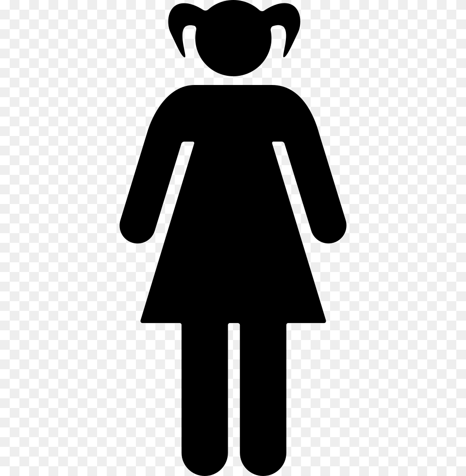 Young Woman With Two Ponytails Comments Women Bathroom Sign Red, Stencil, Person, Symbol, Silhouette Free Png Download