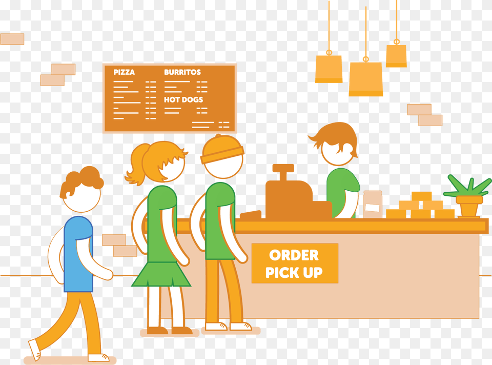 Your Order Will Be Ready When You Arrive Line Up For Food Cartoon, Person, Indoors, Shop, Baby Free Transparent Png