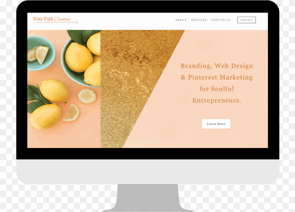 Your Path Creative Desktop Homepage Mockup V2 Computer Monitor, Citrus Fruit, Food, Fruit, Lemon Png