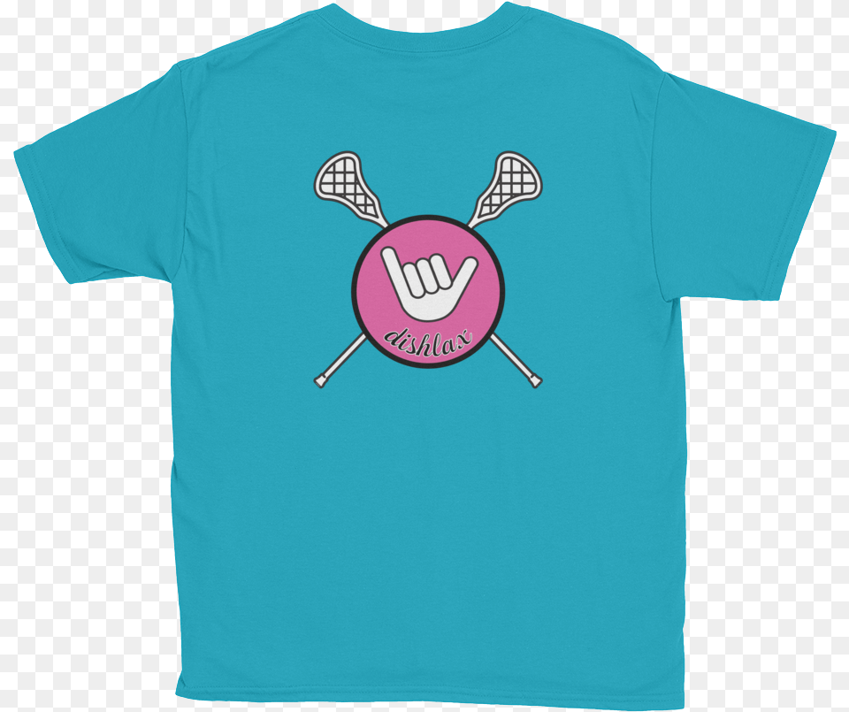Youth Hang Loose Lacrosse Tee Tealpink T Shirt, Clothing, T-shirt, Cutlery Png