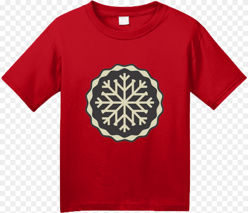 Youth Red Snowflake Icon Emblem, Clothing, T-shirt, Shirt Png Image