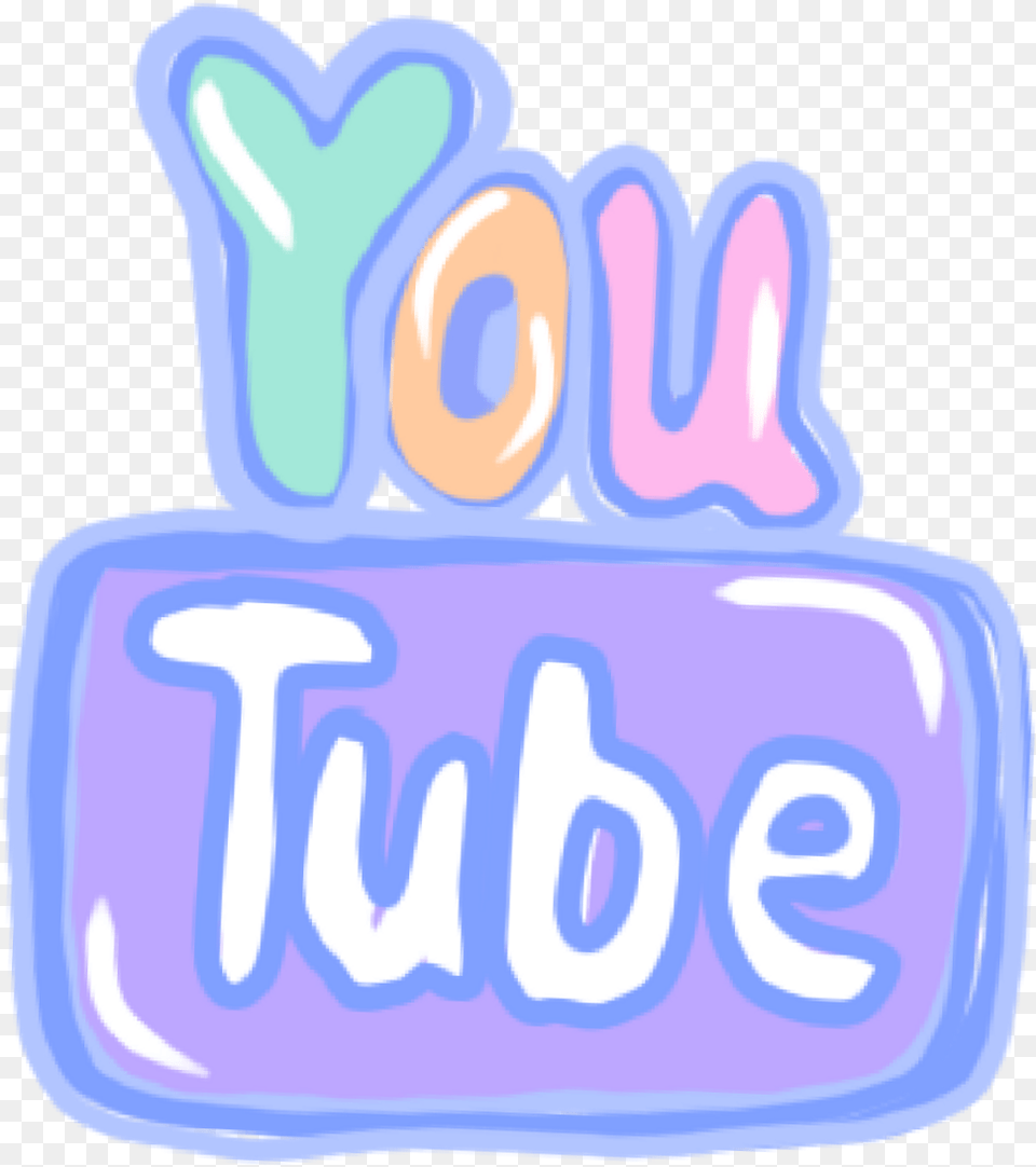 Youtube Logo Handpainted Cute Colorful Cute Youtube Logo Blue, Cream, Dessert, Food, Icing Free Transparent Png