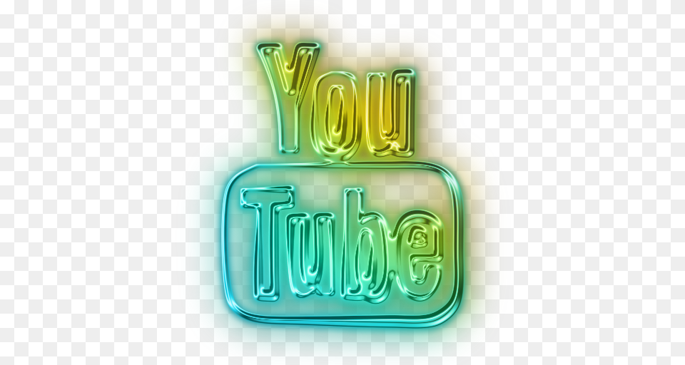 Youtube Music Socialmedia Neon Glowing Youtube Logo For Picsart, Light, Food, Dessert, Cream Free Png Download