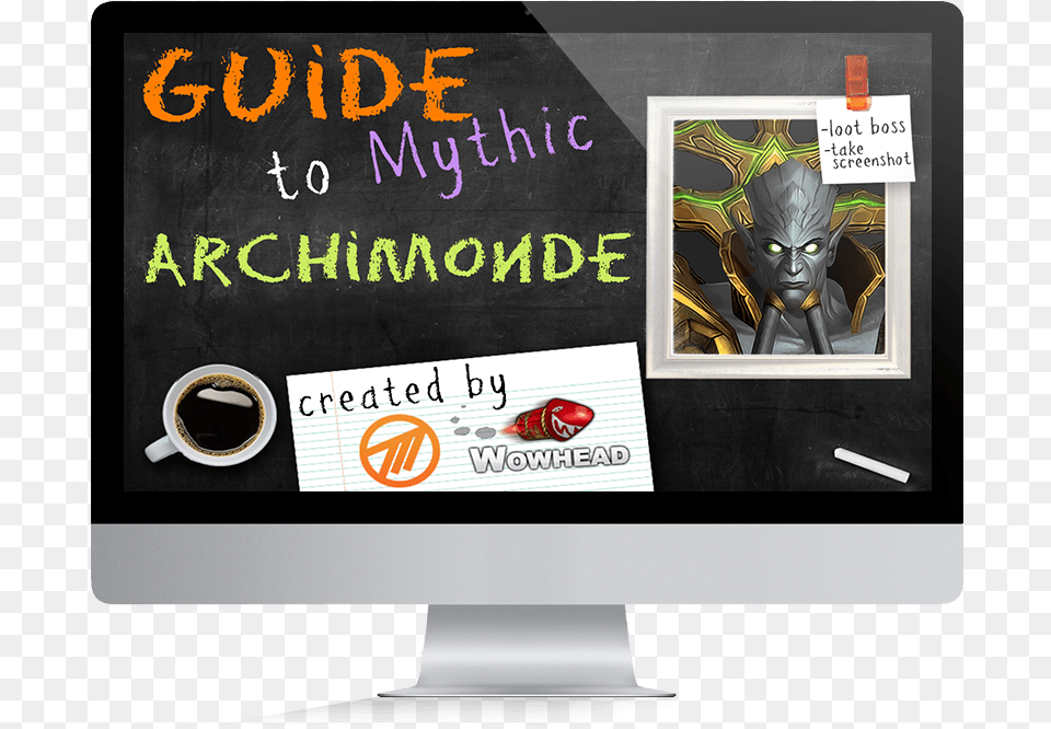 Youtube Thumbnail Hellfire Citadel Mythic Guide Thumbnail, Person, Blackboard, Advertisement, Face Png Image