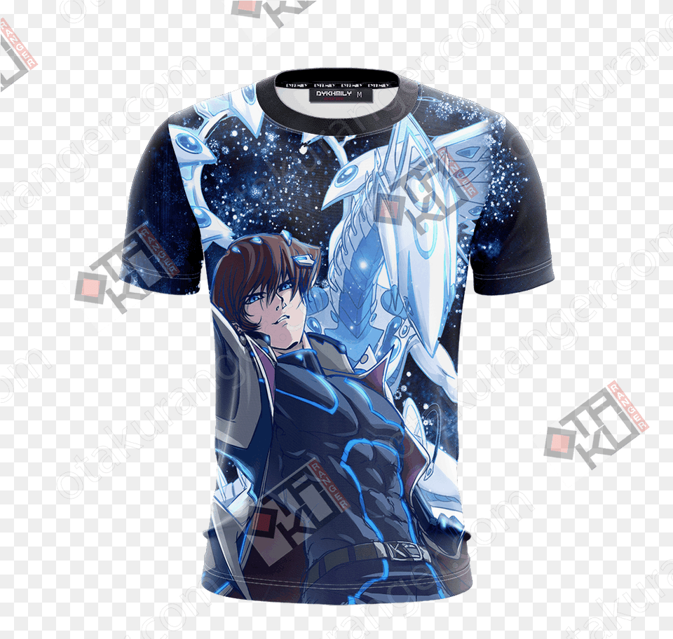 Yu Gi Oh Seto Kaiba And Blue Eyes White Dragon Unisex T Shirt, T-shirt, Clothing, Person, Man Png