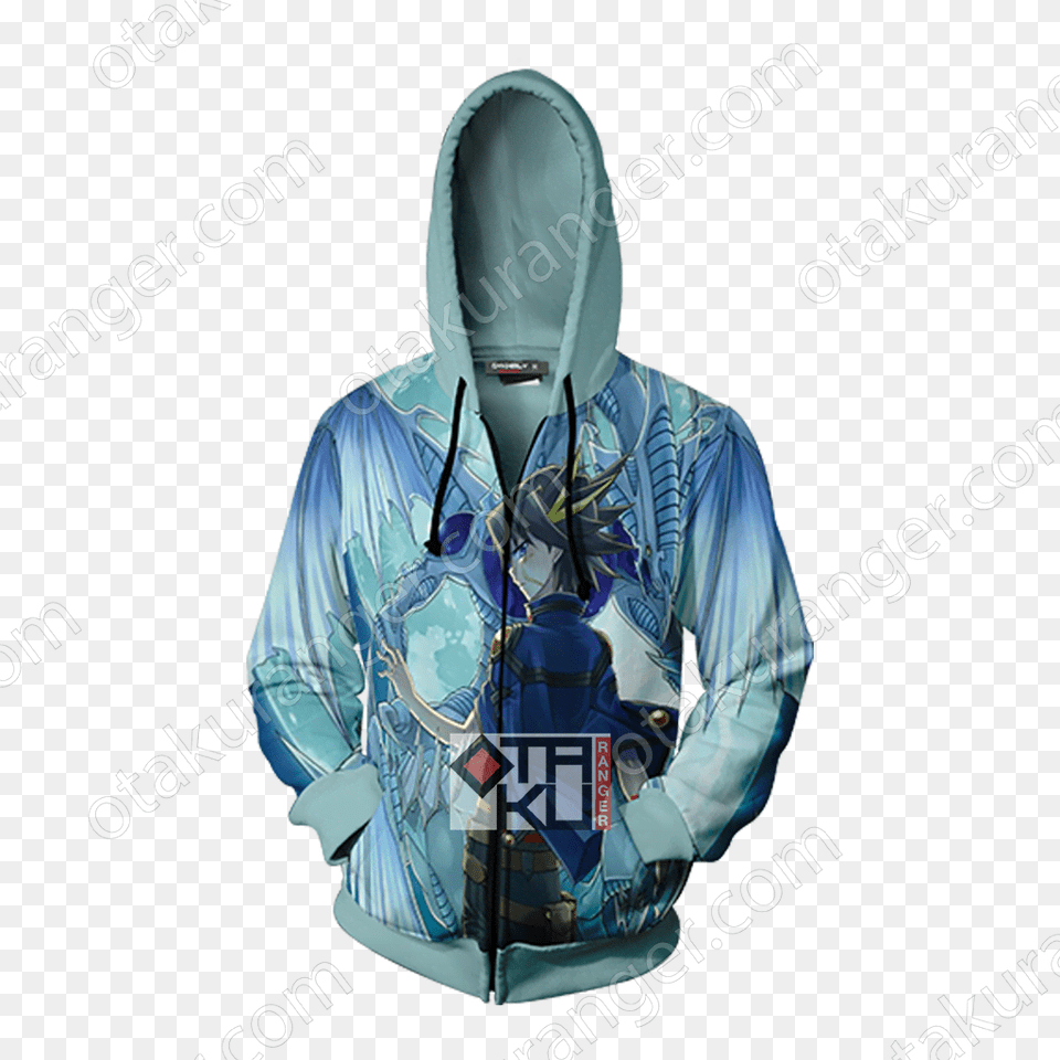 Yu Gi Oh Yusei Fudo And Stardust Dragon 3d Zip Up Hoodie Hoodie, Clothing, Coat, Adult, Person Png