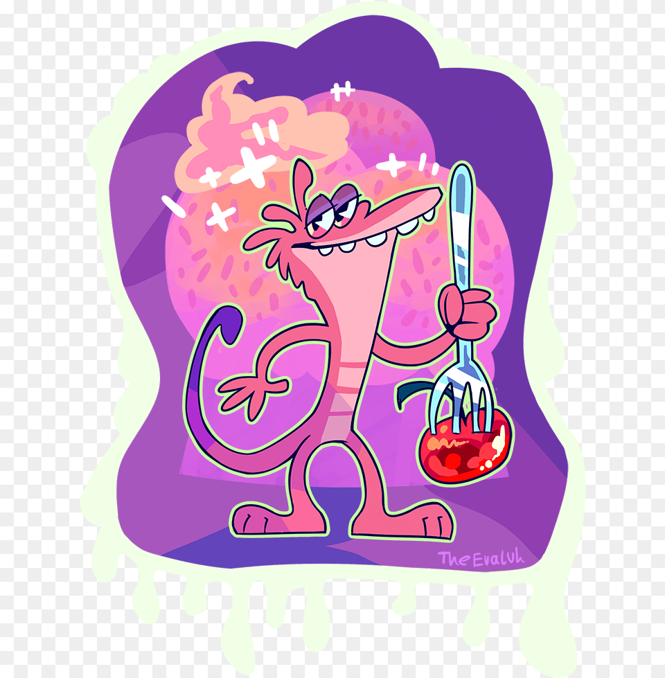 Yummy Lizard Illustration, Cutlery, Fork, Purple, Dessert Png Image