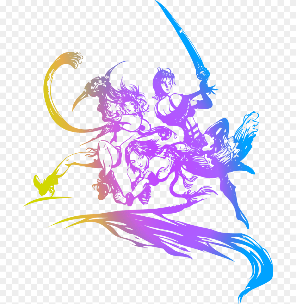 Yuna Rikka And Paine Logo Concept Art From Final Fantasy Final Fantasy X 2 Logo, Graphics, Person Png