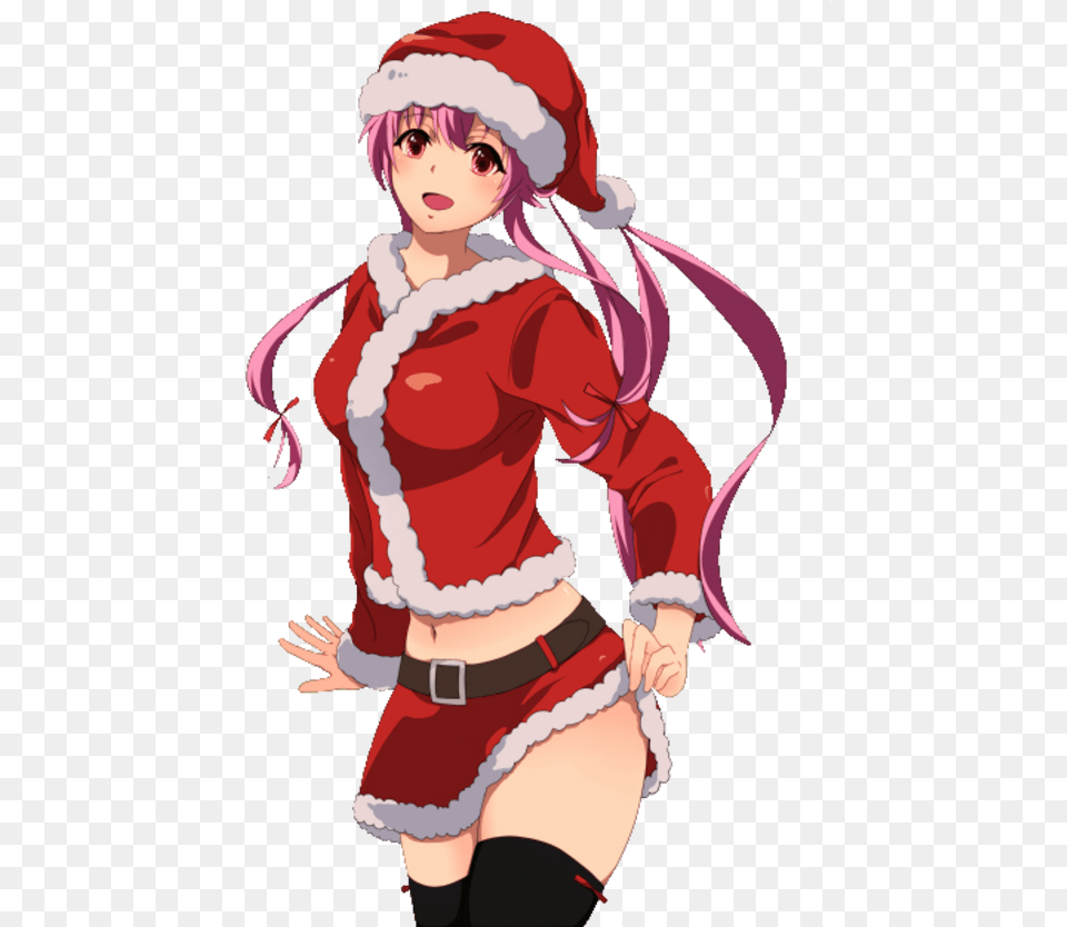 Yuno Gasai Human Hair Color Fictional Character Anime Mirai Nikki Merry Christmas, Publication, Book, Clothing, Comics Free Png