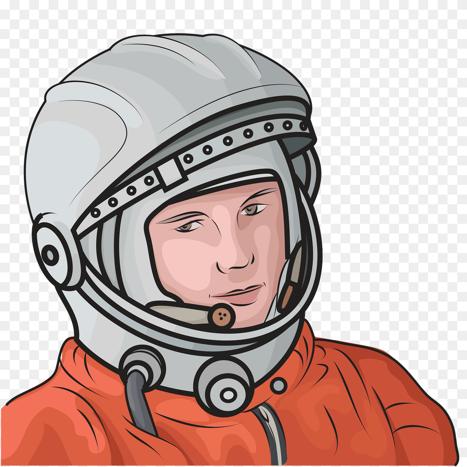 Yuri Gagarin First Human In Space Clipart Yuri Gagarin Coloring, Helmet, Crash Helmet, Adult, Male Png Image